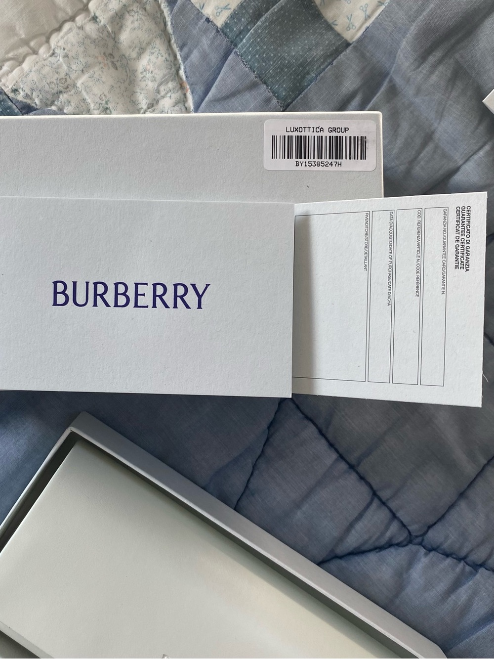 White Burberry Embossed Glasses Case with Authentication Packet